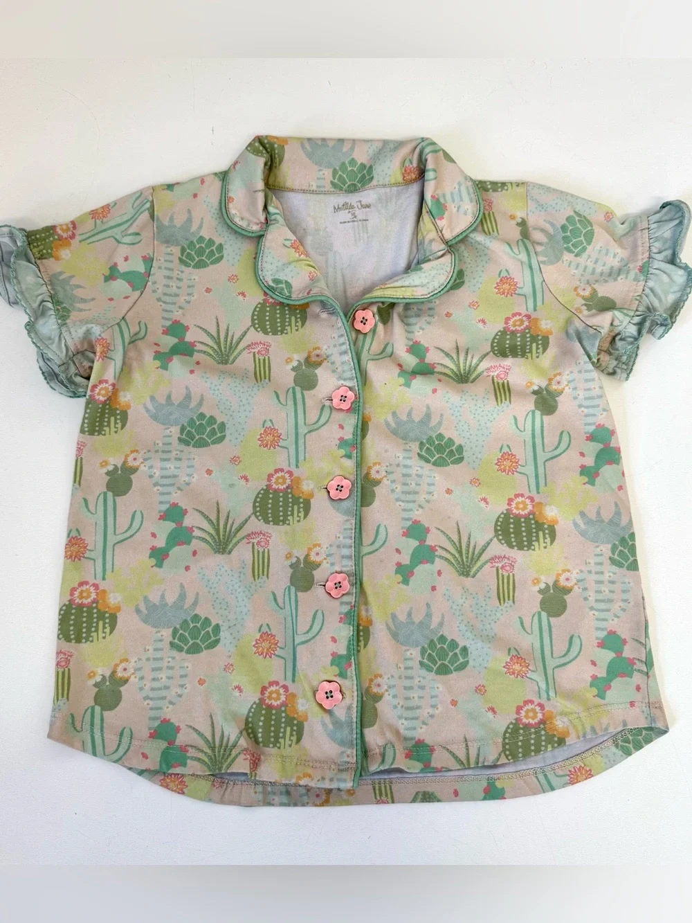 Girls Matilda Jane Dream Chasers Sleeping Cactus PJ Top Size 10 No Shorts
